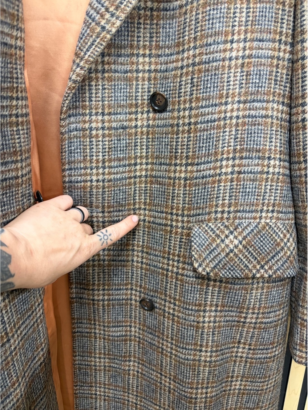 Pendleton Vintage Wool Plaid Double-Breasted Overcoat - Picture 3 of 7
